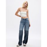 High Rise Patchwork Wide Baggy Jeans
