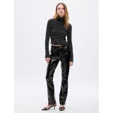 Mid Rise Vegan Patent Leather Baby Boot Pants