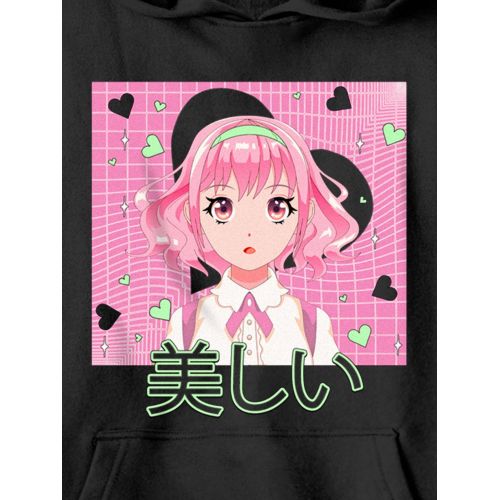 갭 Kids Pink Anime Graphic Hooded Sweatshirt