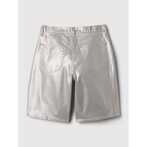 갭 11.5 Mid Rise Metallic Longline Denim Shorts