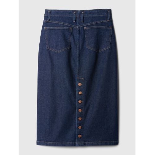 갭 Button-Back Denim Midi Pencil Skirt