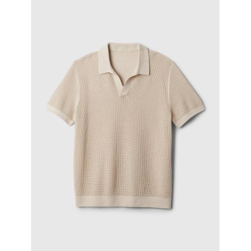 갭 Linen-Blend Textured Polo Shirt