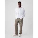 Linen-Cotton Pleated Trousers