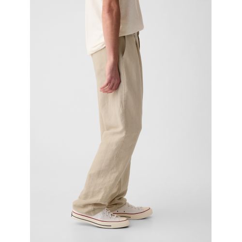 갭 Linen-Cotton Pleated Trousers
