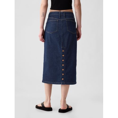갭 Button-Back Denim Midi Pencil Skirt