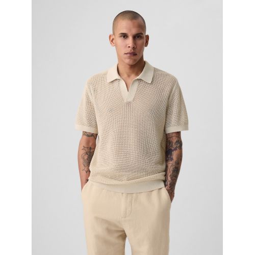 갭 Linen-Blend Textured Polo Shirt