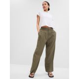 High Rise Wide-Leg Pleated Trousers with Washwell