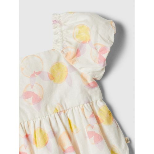 갭 Baby Linen-Blend Puff Sleeve One-Piece