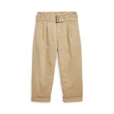 Belted Paperbag Cotton Twill Pant