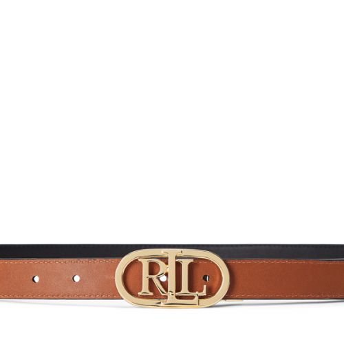 폴로 랄프로렌 Oval-Logo Reversible Leather Skinny Belt