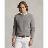 Suede-Patch Wool Crewneck Sweater