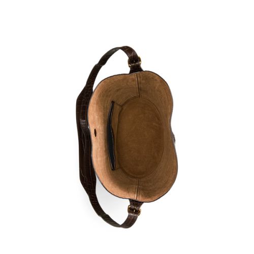 폴로 랄프로렌 Croc-Embossed Medium Bellport Bucket Bag
