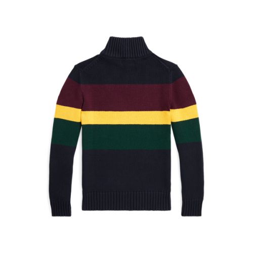 폴로 랄프로렌 Striped Cotton Quarter-Zip Sweater