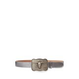 Rodeo-Buckle Metallic Leather Belt