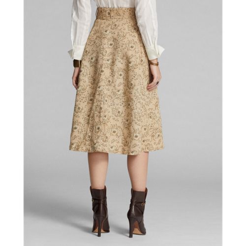 폴로 랄프로렌 Floral-Print Seeded Linen Skirt