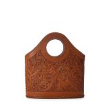 Hand-Tooled Leather Top-Handle Tote