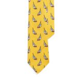 Sailboat-Print Linen Tie