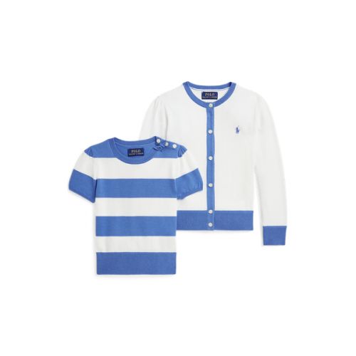 폴로 랄프로렌 Striped Cotton Sweater & Cardigan Set