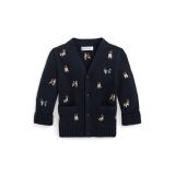 Dog-Embroidered Cotton Cardigan
