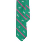 Crab-Patterned Striped Silk Repp Tie