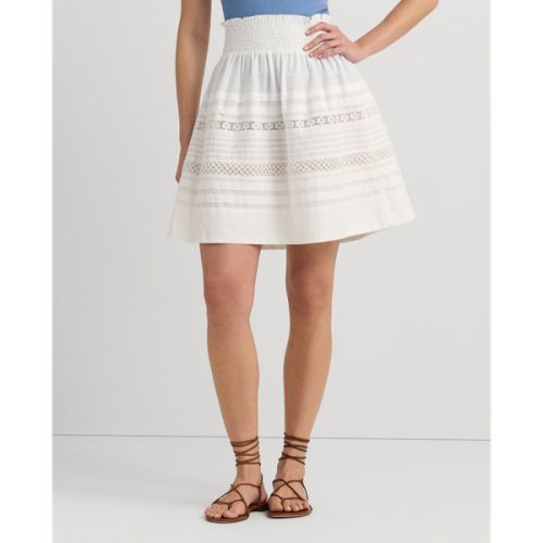 폴로 랄프로렌 Lace-Trim Cotton Broadcloth Miniskirt