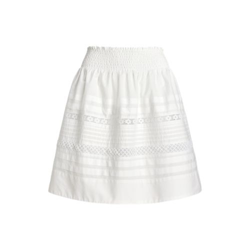 폴로 랄프로렌 Lace-Trim Cotton Broadcloth Miniskirt