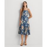 Floral Linen-Blend Sleeveless Dress