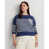 Logo Striped Cotton Boatneck Sweater
