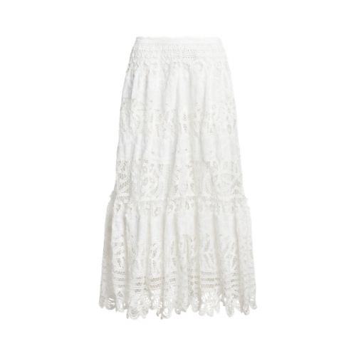 폴로 랄프로렌 Battenberg-Lace Linen Midi Skirt