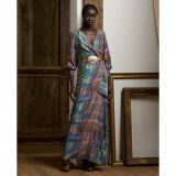 Saundra Print Silk Habotai Evening Dress