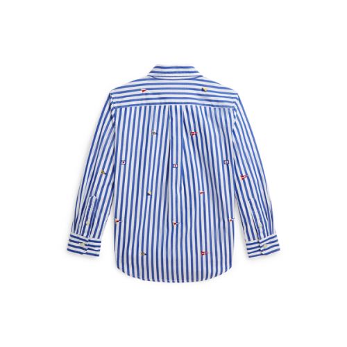 폴로 랄프로렌 Sailing-Flag Striped Cotton Poplin Shirt