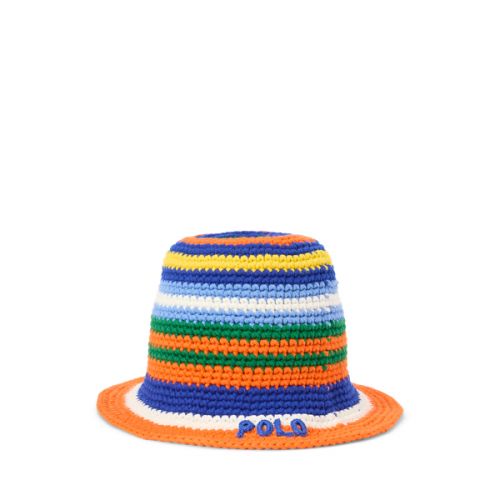 폴로 랄프로렌 Striped Crocheted Bucket Hat