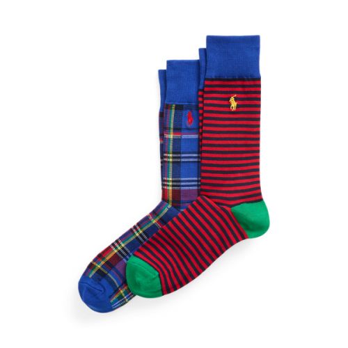폴로 랄프로렌 Striped & Plaid Trouser Sock 2-Pack
