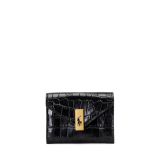 Polo ID Croc-Embossed Foldover Card Case
