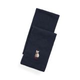 Dog-Embroidered Rib-Knit Scarf