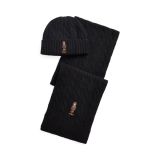 Polo Bear Cable-Knit Beanie & Scarf Set