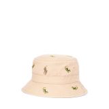 Gecko-Embroidered Twill Bucket Hat