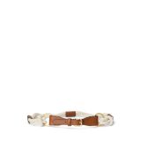 Leather-Trim Rope Skinny Belt