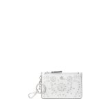 Eyelet-Embroidered Leather Zip Card Case