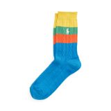 Striped Cable-Knit Crew Socks