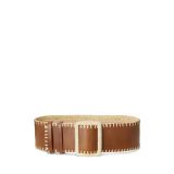 Reversible Raffia-Leather Wide Belt