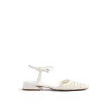 ALICIA WHITE WOVEN ANKLE TIE SHOES
